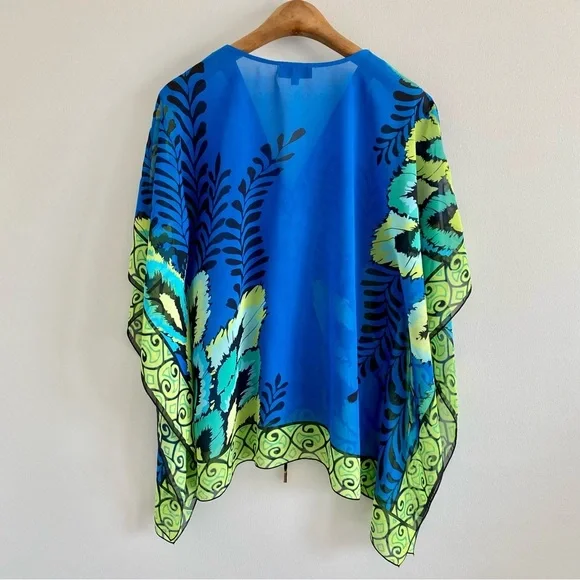 Hale Bob Blue Lightweight Poncho Top & Coverup Size Medium - Picture 6 of 6